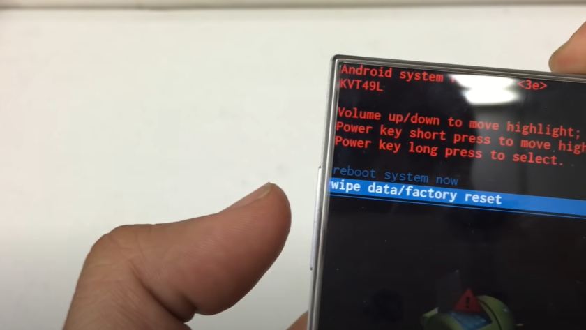 Sharp Aquos Crystal displaying the factory reset option