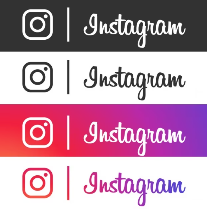 three lines of black, white and purple colors with an icon of Instagram on it and word Instagram