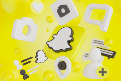 3d Snapchat icon, photo, message, location on yellow fond with bubbles behind3d Snapchat icon, photo, message, location on yellow fond with bubbles behind