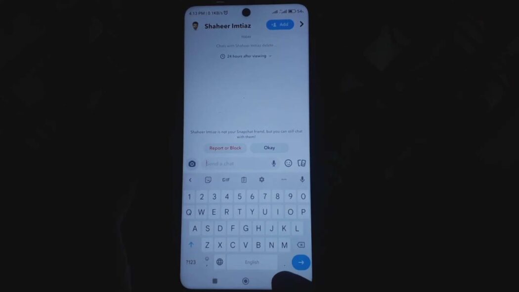 Example of x next to someone's name on snapchat